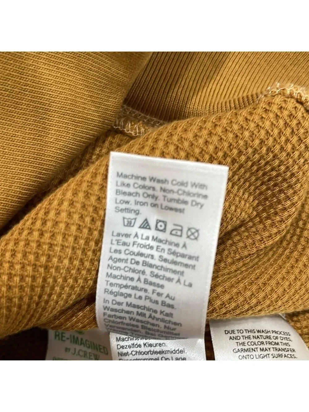 J. Crew Garment Dyed Thermal Lined Pullover Hoodie SZ M Distant Plains Mustard